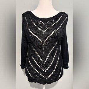 White House Black Market Black Open-Knit Sweater